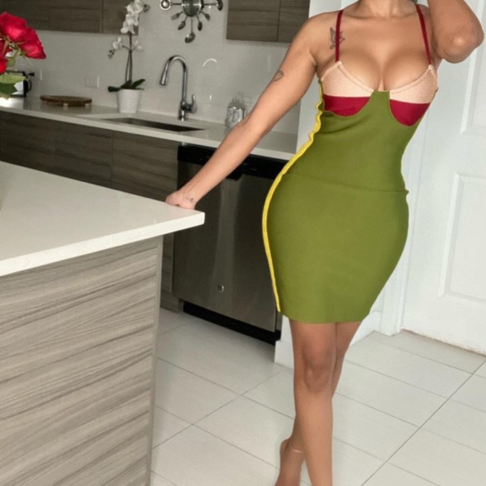 Green bandage dress